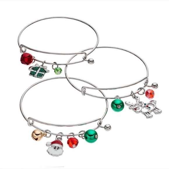 CHRISTMAS gift, santa, reindeer, jingle bells-charm bangle bracelets & e… - Picture 1 of 10